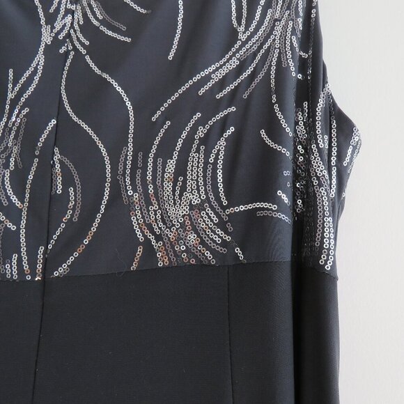 ALEX EVENINGS Gray Silver Sequin Ruched Maxi Evening Dress Gown - Size US 16W - Picture 14 of 15